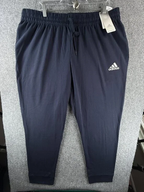 NWT Adidas Track Pants Sweatpants Blue 2XL Elastic Waist Drawstring Tapered Reg