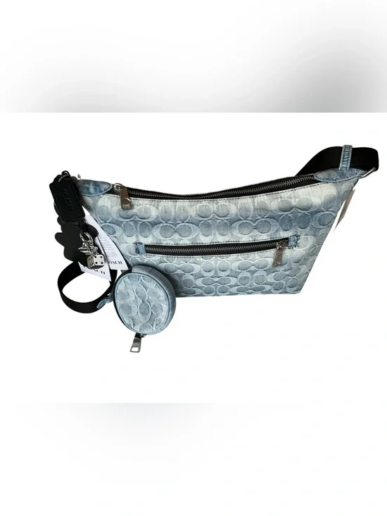 Coach Small Finn Signature Denim Crossbody Pouch Charms CDY53 NWT