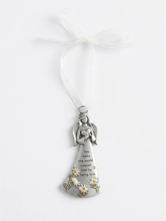 Angel Ornament You Make the World Special Daisy Flower Inspirational Gift
