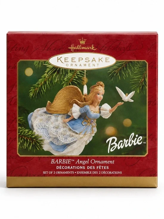 Hallmark Barbie Angel Ornament in Blue, Gold, White