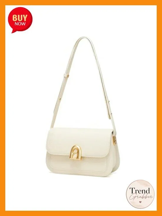 Genuine Leather Shoulder Purse for Women - Adjustable Strap, Gold Hardware
