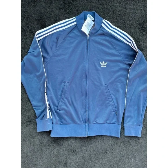 Vintage 80s Adidas ATP Keyrolan Track Jacket Blue White Stripes Mens Medium USA