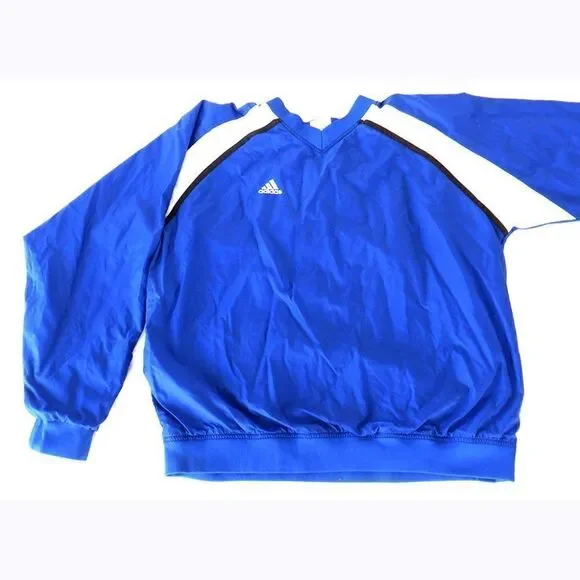 Adidas blue pullover lined windbreaker sweater