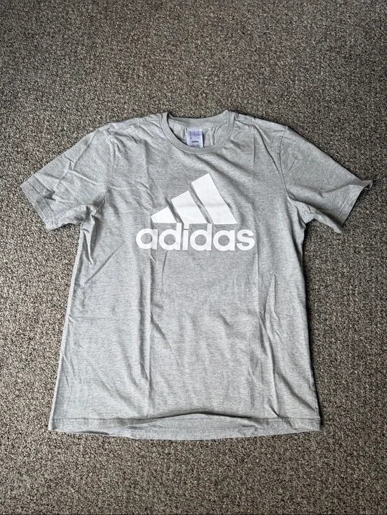 adidas Gray Short Sleeve Logo Tee with White Trefoil