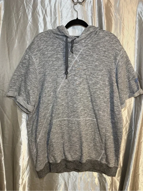 Adidas Short Sleeve Hoodie Retro Athleisure Sweatshirt Size 2XL