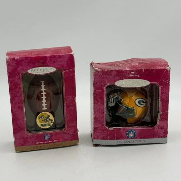 Hallmark Keepsake Green Bay Packers NFL Ornaments Lot 1998 2000 Football Helmet