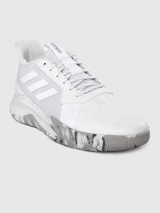 adidas Men’s White Athletic Training Sneakers with Gray Marbled Sole