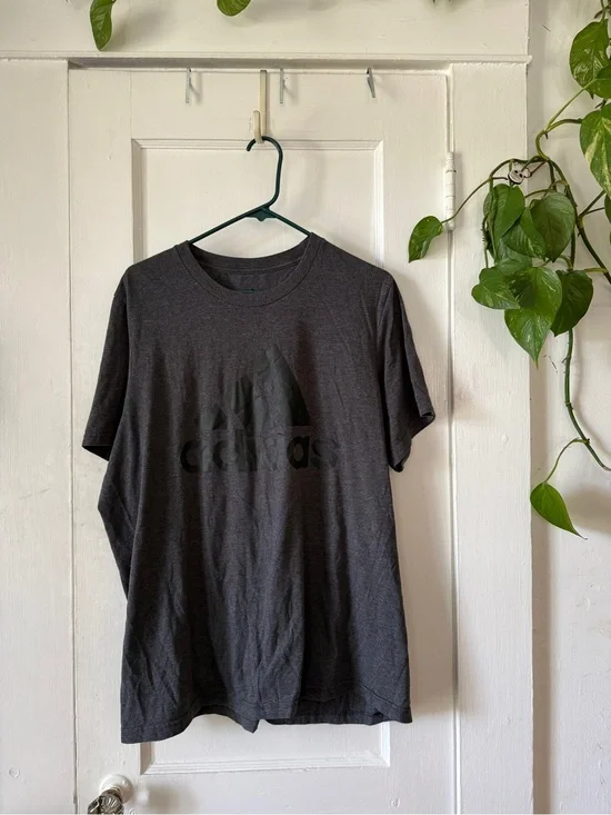 adidas Men's Charcoal Black Logo Short Sleeve Tee amplifier tee