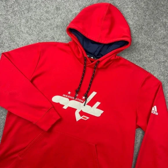 Washington Capitals Hoodie Mens XL Red Adidas NHL Hockey‎ Fleece Pullover