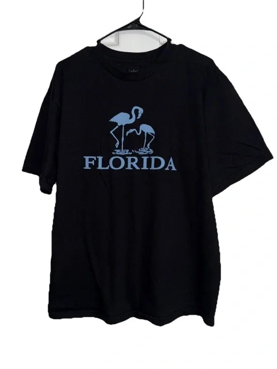 Florida Flamingo Graphic Tee - Black Crew Neck Adidas Large