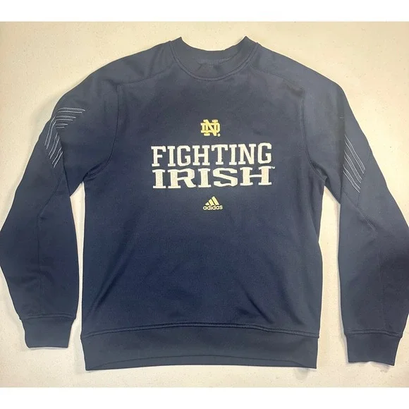 Adidas Notre Dame Fighting Irish ClimaWarm Navy Blue Sweatshirt Mens Medium