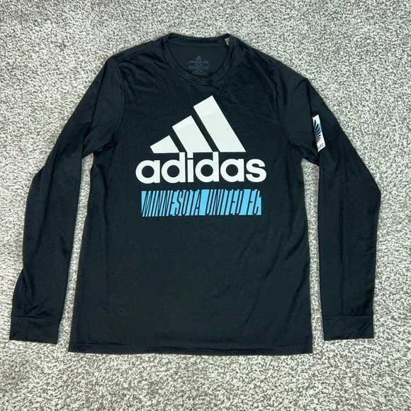 Minnesota United FC Shirt Mens Medium Adidas Black Long Sleeve MLS Creator Tee