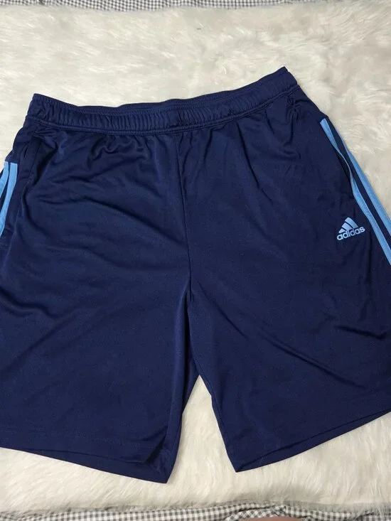 Adidas Men's 3 Stripe Moisture Wicking Breathable Active Short, Blue, Lg
