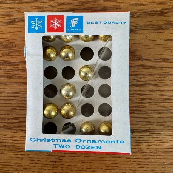 Franke Christmas Ornaments Gold‎ Glass Balls Vintage mini tree ornaments