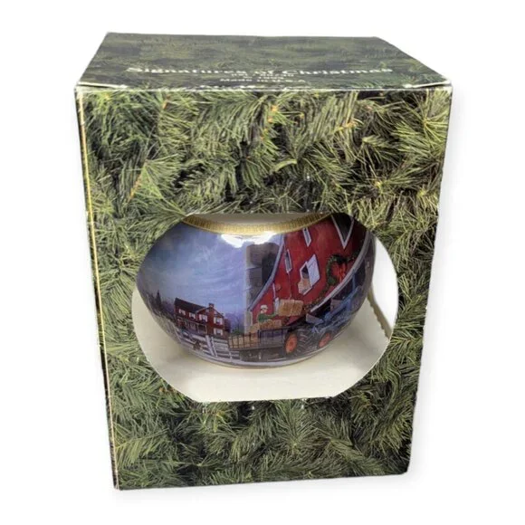 Vintage 1993 Signatures of Christmas New Holland Tractor Globe Ornament