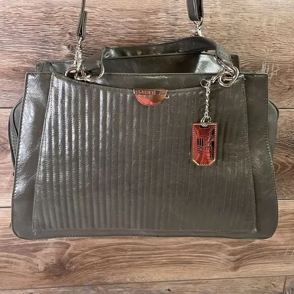 Vintage Rosetti Go Faux Leather Shoulder Handbag Purse  Dark Gray