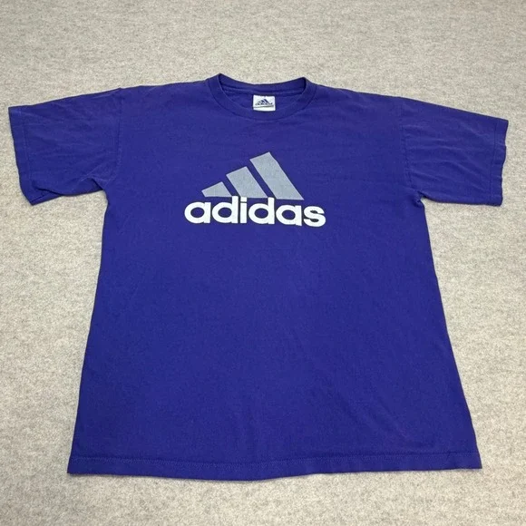 Adidas Vintage 90s Graphic T-Shirt Purple Made in USA Mens Medium Logo T Sporty