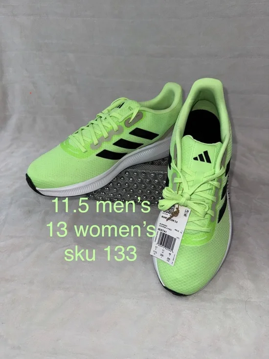 Adidas Neon Green, Black, White Men- 11.5 or women’s 13 - Athletic RunFalcon 3.0