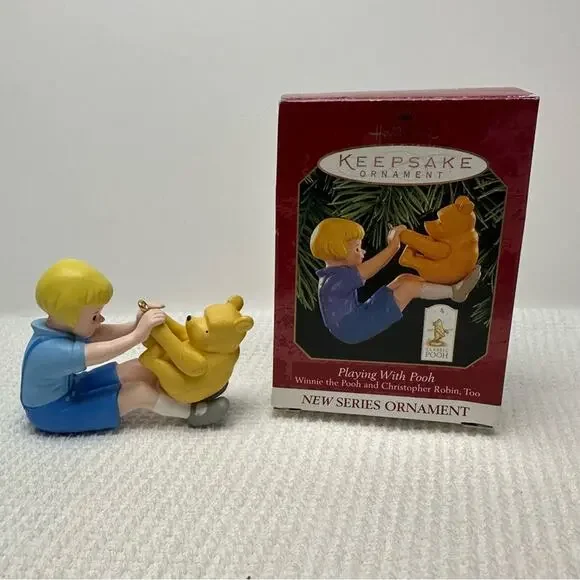 1999 Hallmark Christopher Robin Playing With Pooh Ornament
