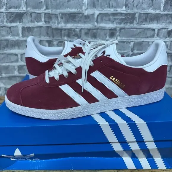 Adidas Gazelle Collegiate Burgundy Red White Sneakers B41645 Mens Size 12 New