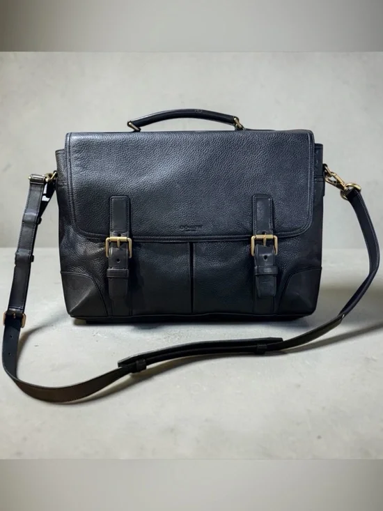 Coach Crosby Flap Briefcase 70480 Black Leather Executive Business Bag