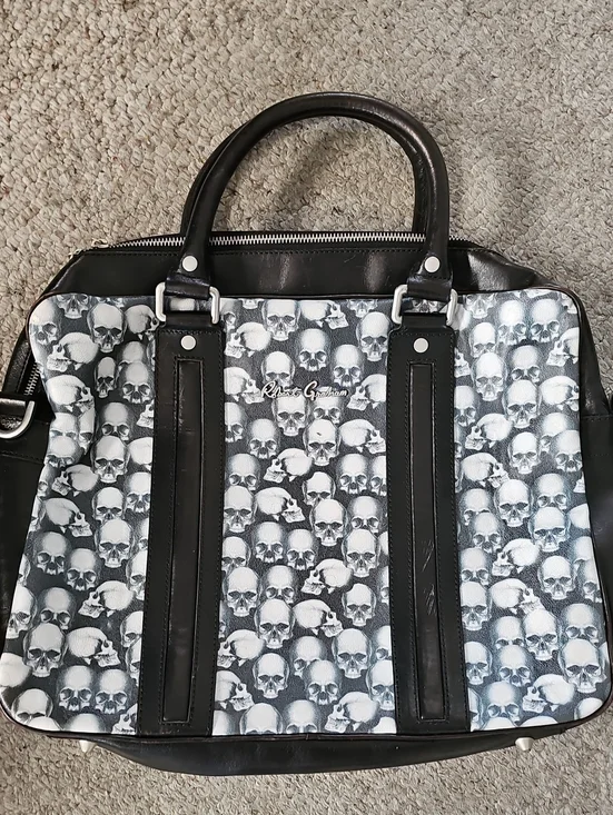 Robert Graham Black & White Skull Pattern Briefcase