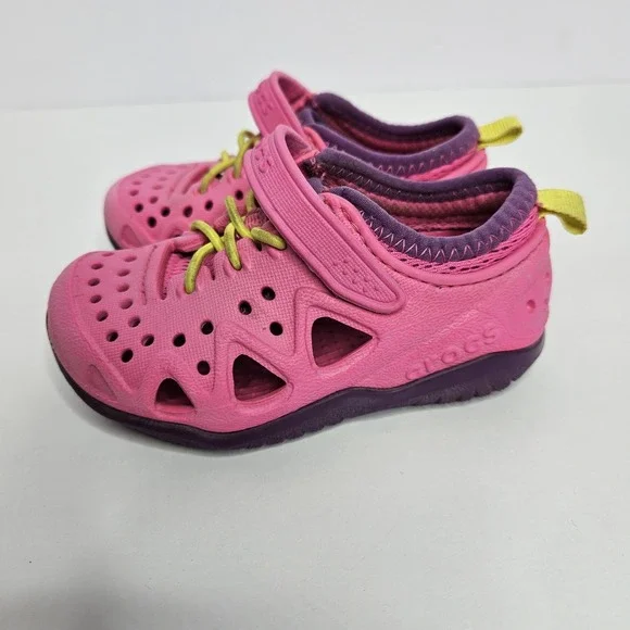 Children's Crocs Size 7 Pink Purple Yellow Girls‎ Kids Shoes