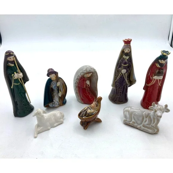 Creative Co-Op Ceramic Nativity Scene, Replacement Pieces, Mary‎ Baby Jesus 8 pc