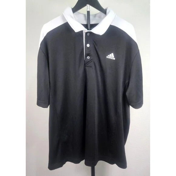 Adidas Golf Polo Shirt Mens 2XL Black Gray Climalite Performance‎ Short Sleeve
