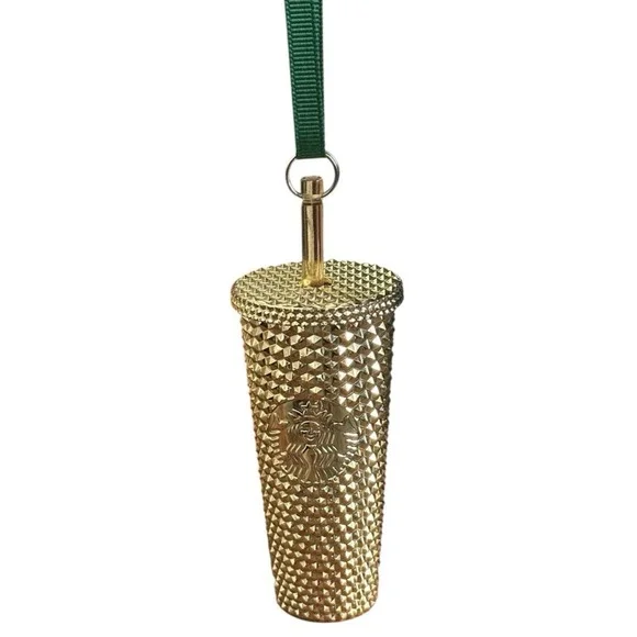 Starbucks Gold Color Studded‎ Tumbler Cold Cup Holiday Ornament