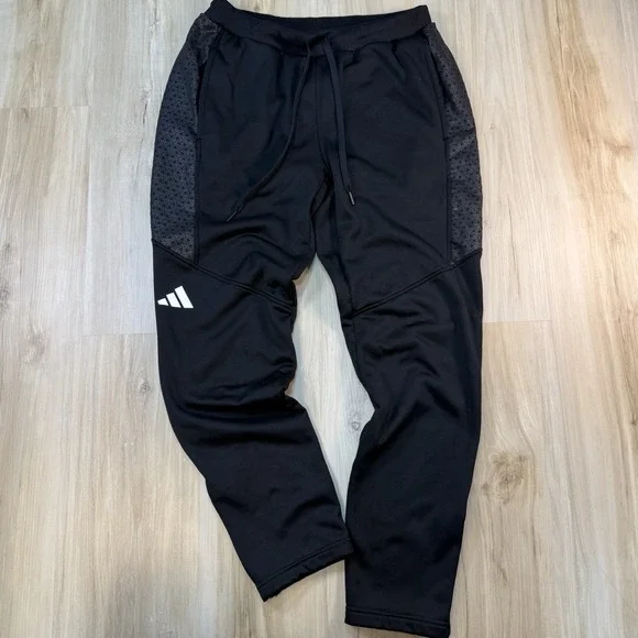 Adidas Aeroready Mens Size L Tapered Zipper Ankle Black Fleece Training Pants