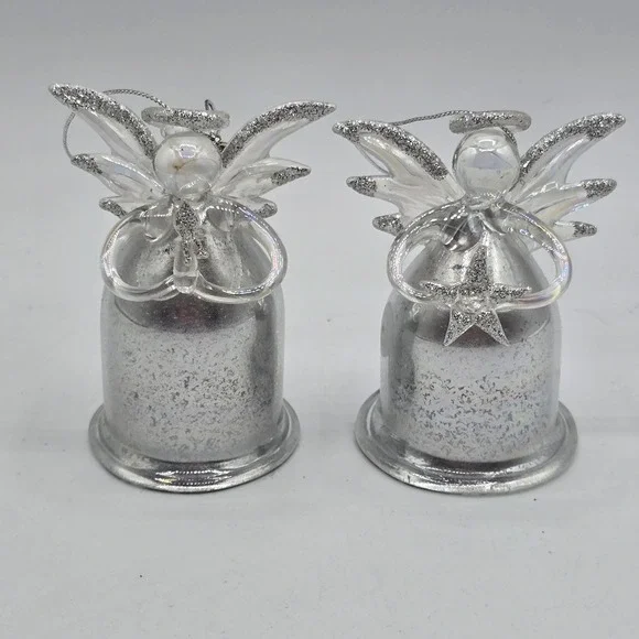 Vintage Glass Angel Ornaments Hand Blown Glass‎ Christmas Ornaments Set Of 2