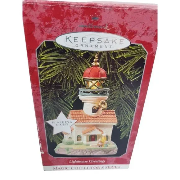 VTG 1998 Hallmark‎ Keepsake Christmas Ornament Lighthouse Greetings Magic