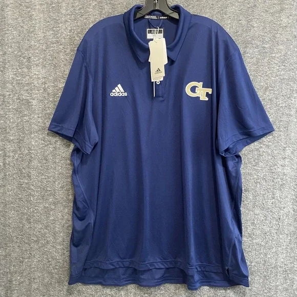 Georgia Tech Yellow Jackets Polo Shirt Mens 3XL Blue Adidas Team Issue NCAA NWT‎