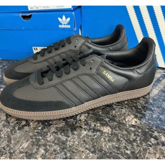 Adidas Samba OG Core Black Gum Sole Leather Sneakers IE3438 Mens 7.5