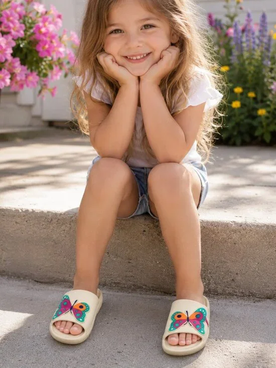🦋 Wonder Nation Kids Butterfly Slide Sandals – Size 4-5