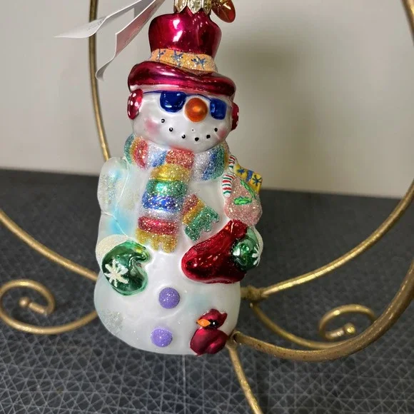 Vtg Radko Hot & Frosty Snowman Glass Christmas Ornament 5