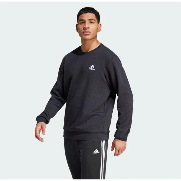 adidas men's Essentials Fleece Sweatshirt Feel Cozy Sweater Black Size 2XL New
