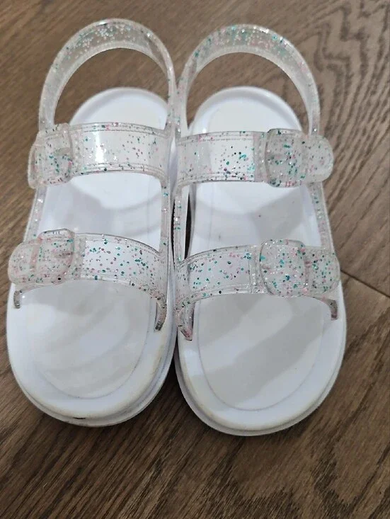 OshKosh B'gosh Clear Glitter Jelly Sandals - White with Multicolor Sparkle
