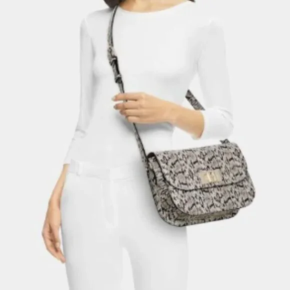 NWT！NEW！Furla 1927 Shoulder Bag Snakeskin Print Leather Made In Italy Women