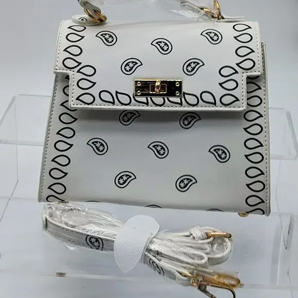 Faux leather bandana print crossbody