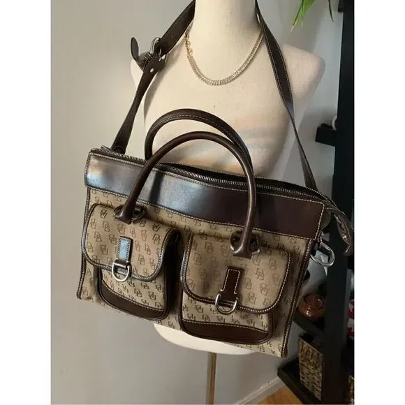 Dooney and bourke brown and tan handbag shoulder bag