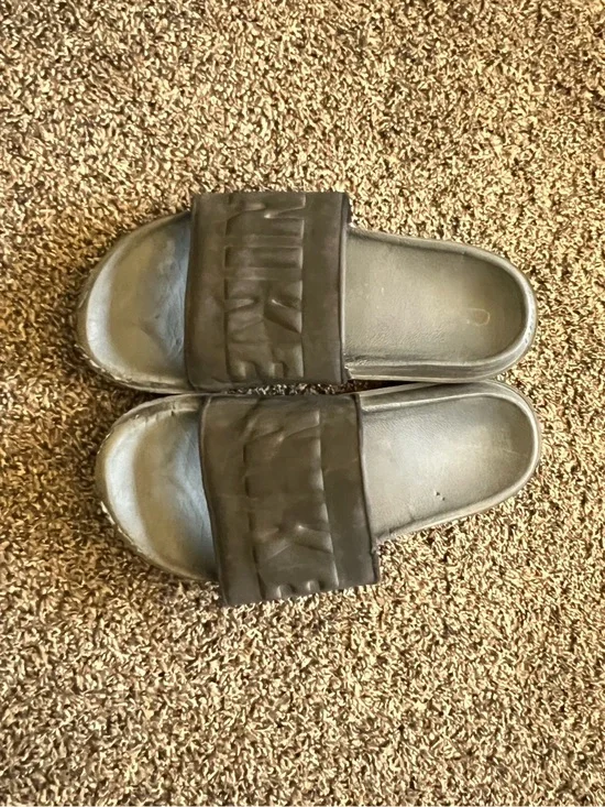 Nike Kids Black Slide Sandals with Embossed Strap