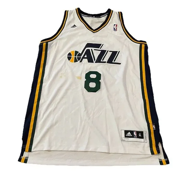 Adidas Utah Jazz Deron Williams 8 Jersey White NBA Mens XL +2 Length