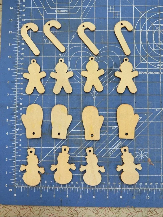 Unbranded Natural Wood Christmas Ornament Craft Kit - Set of 16