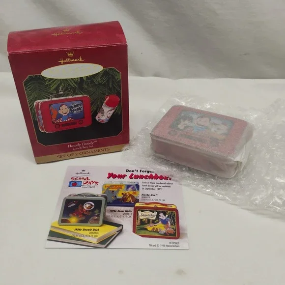 NIB Hallmark Keepsake Ornament 1999 Mini Howdy Doody Lunch Box Thermos Set