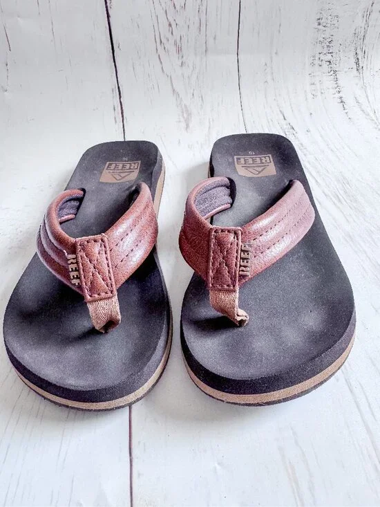 Reef Toddler Boys Size 10 Brown & Black Flip-Flop Sandals
