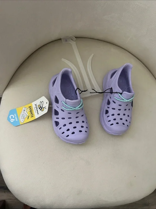 Kids Lavender Poppinz Water Clogs with Mint Accent Strap