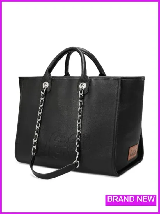 Large Faux Leather Shoulder Tote Bag for Women with Chain Strap Top Handle
