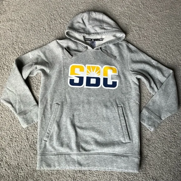 Adidas Men’s SBC Gray Hooded Sweatshirt-Size M